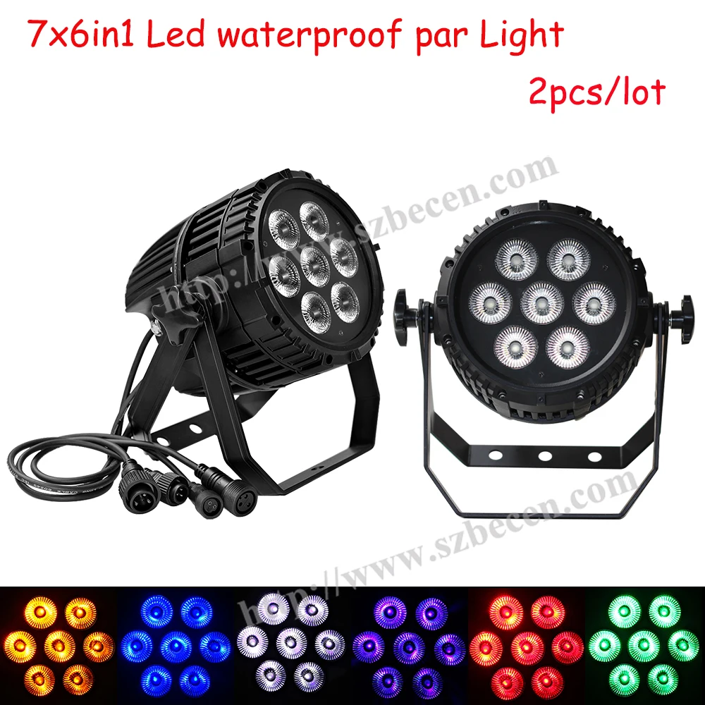 2 шт. наружный 7X18W RGBWW UV 6in1 мини LED PAR свет IP65 DMX водонепроницаемый par 64 | Лампы и