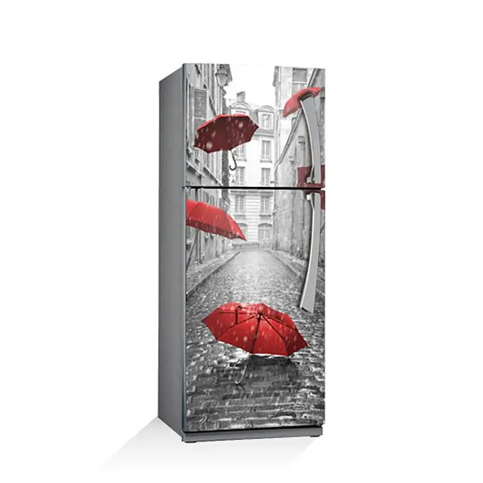 

Fridge Sticker Rain Red Umbrella Refrigerator Dishwasher Vinyl 3d Wall Stickers Wall Decal Kitchen Decoration Door Wrap