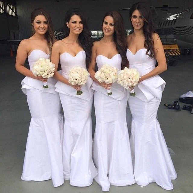 White Purple Bridesmaid Dress With Pleat Peplum Mermaid Satin Y White Purple Bridesmaid Dress With Pleat Peplum Mermaid Satin Y Sweetheart Neckline Long Maid Of Honor