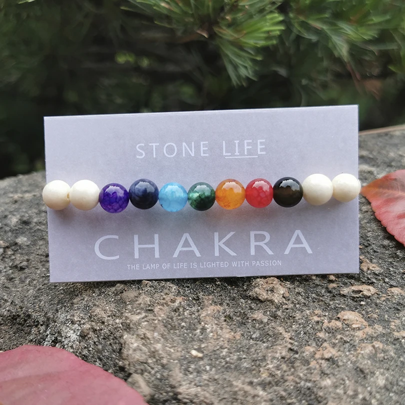 

Pipitree Customized Chakra Lava Tiger Eye Natrual Stone Bead Bracelet Bangle Healing Balance Yoga Bracelet For Women Men Jewelry