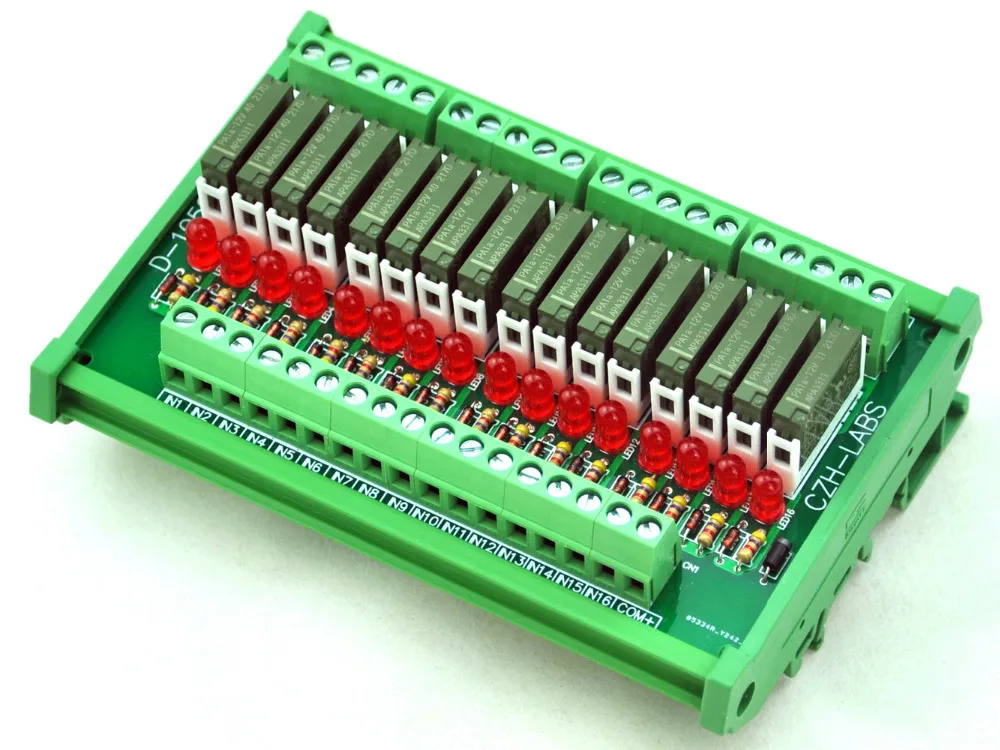 

Slim DIN Rail Mount DC12V Sink/NPN 16 SPST-NO 5A Power Relay Module, APAN3112