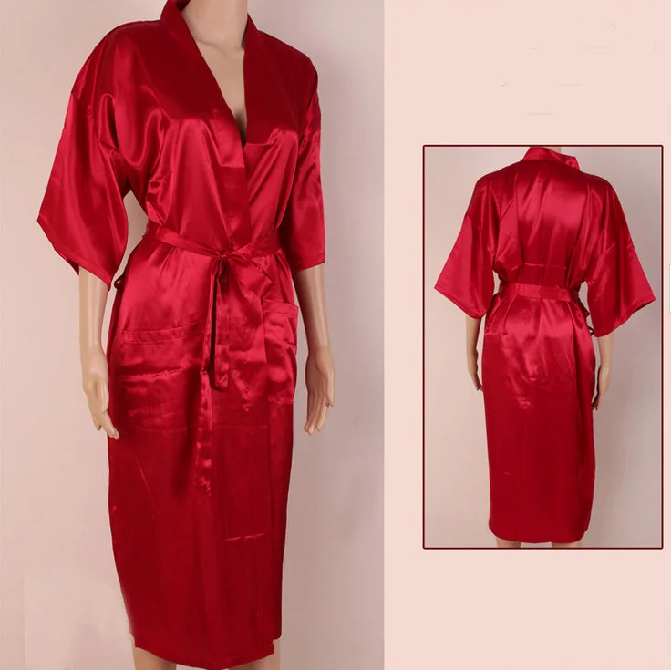 Темно-синий китайский мужской шелковый халат из вискозы летняя повседневная одежда для сна кимоно с v-образным вырезом халат юката платье размер S M L XL XXL XXXL MR003 - Цвет: Red