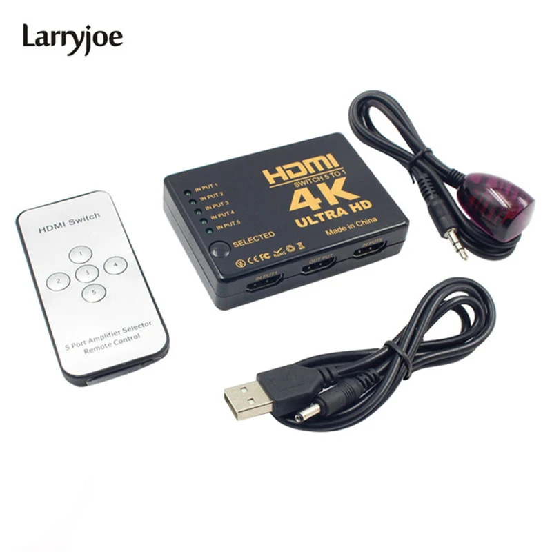 Larryjoe мини 3D 1080p 5 порт 4K HDMI Выключатель Переключатель Селектор сплиттер концентратор+ ИК пульт дистанционного управления для HDTV