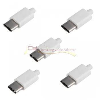 

DIY 24pin USB 3.1 Type C USB-C Male Plug Connector SMT type with 3.5mm SR and Housing Cover White Black