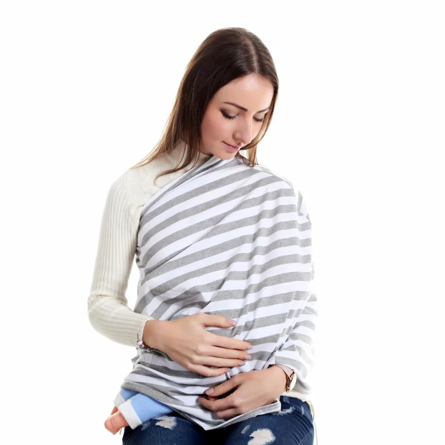 2018 Nursing Covers Scarf Stripe Breastfeeding Cover Multi Use Baby ...