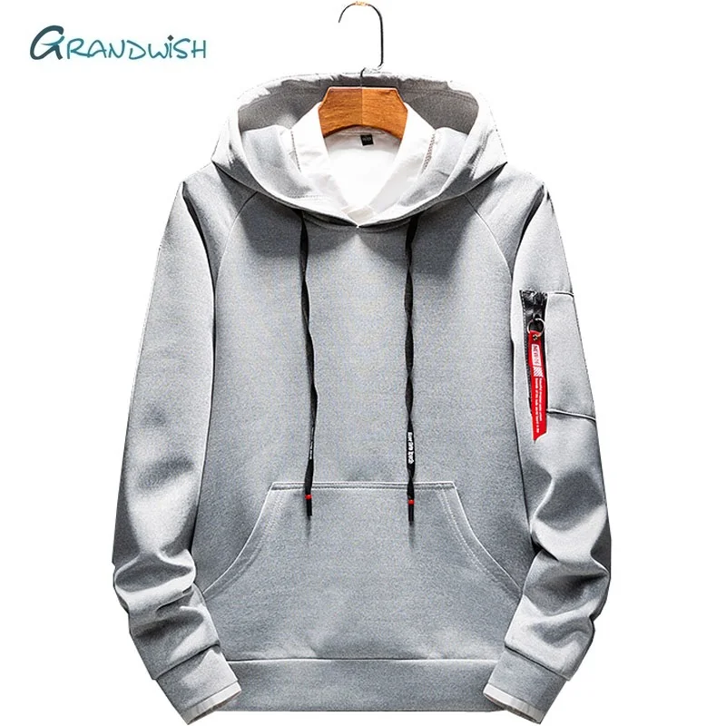 Grandwish Hoodies Men Brand Spring Autumn Long Sleeve Solid Color Hooded Sweatshirt Mens Hoodie Sweat Coat Streetwear GA170 | Мужская