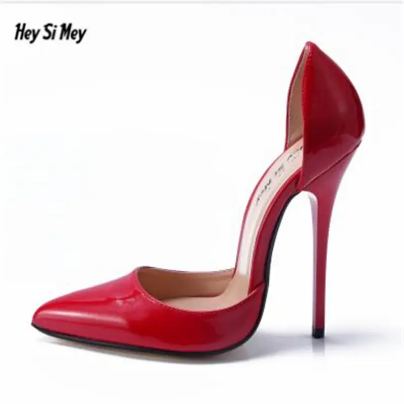 HSM Stilettos Plus Size40- 48 Fashion 13cm Extreme High Heels Woman Shallow Red Sexy Pumps Ladies Wedding Party OL Office Shoes