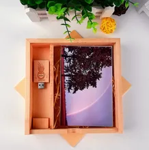 Luxurious and Exquisite Wooden Maple Photo Box and Custom Logo USB 3.0 Memory Flash Stick Pen Drive(over 10 Pcs.free Logo Fee)