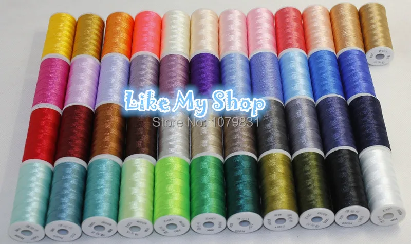 Рынок популярный 40wt полиэстер нити вышивка нить 45 цветов x 600 м/коробка как нить для машинного вышивания