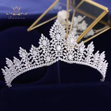 Полный циркон кристалл тиары для невесты короны серебряные свадебные ободки для волос королевская принцесса вечерние украшения для волос Свадебные аксессуары