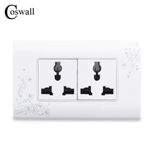 COSWALL универсальная Вилка Простой стиль настенная электрическая розетка многофункциональная 6 отверстий розетка с детской защитной дверью