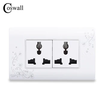 

COSWALL Universal Plug Simple Style Wall Electrical Socket Multi-function 6 Hole Power Outlet With Child Protective Door