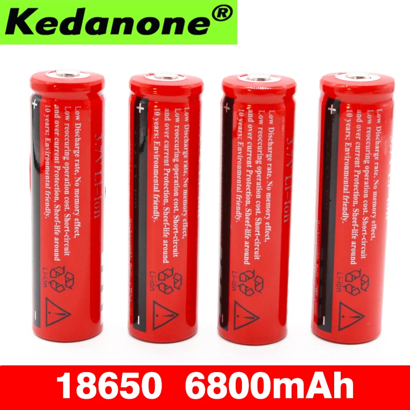 

100% new 3.7v 6800mAh 18650 battery 18650 Lithium ion batteries Rechargeable Battery For Flashlight +Free shipping
