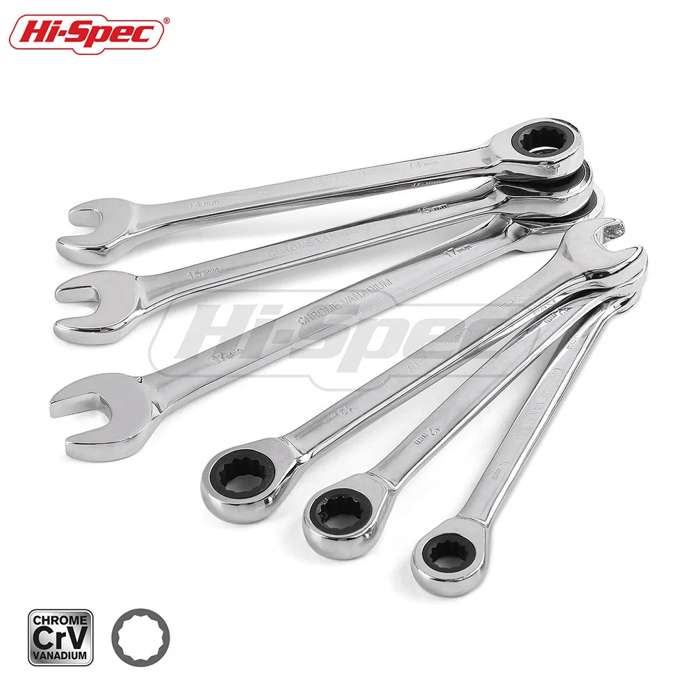 

Hi-Spec 6pc Reversible Combination Wrench Ratchet 10 12 13 14 15 17mm Socket Combination Spanner Wrench Set A Set of Keys