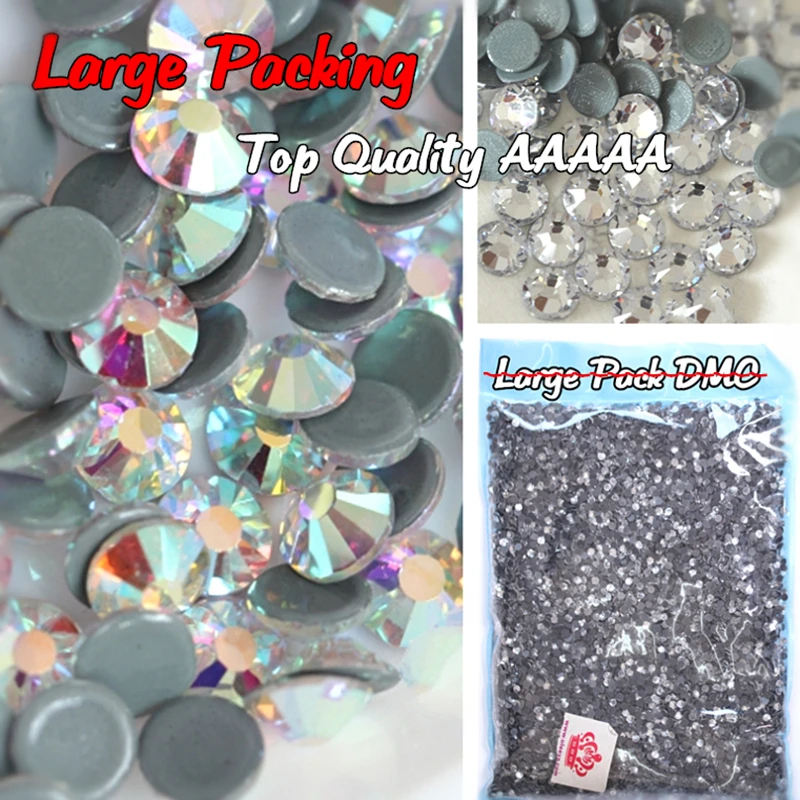 

AAAAA Quality Large Pack 14400Pcs Per Bag Clear HotFix Rhinestone SS4-SS20 Glitter Iron On HotFix Strass for Motif Design Y3851