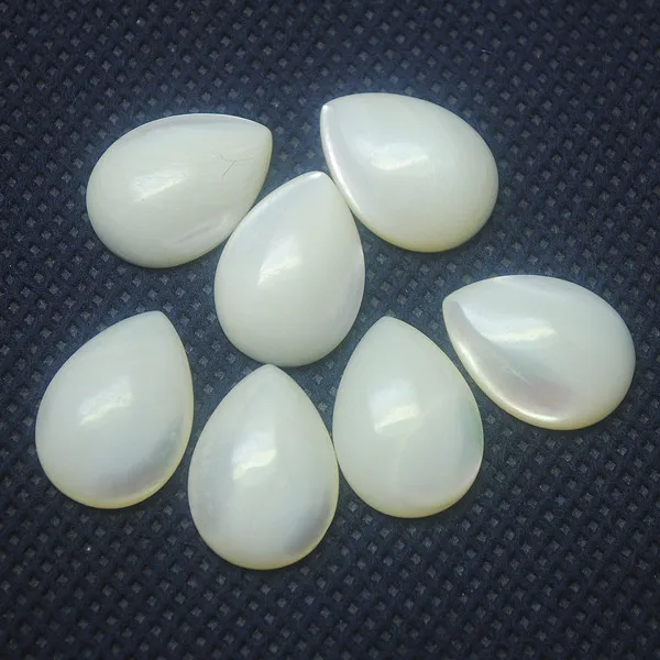 

10pcs Wholesale white mother of pearl cabochons shell cabochons for bracelet making coin shape finger rings 13x18mm dropwater