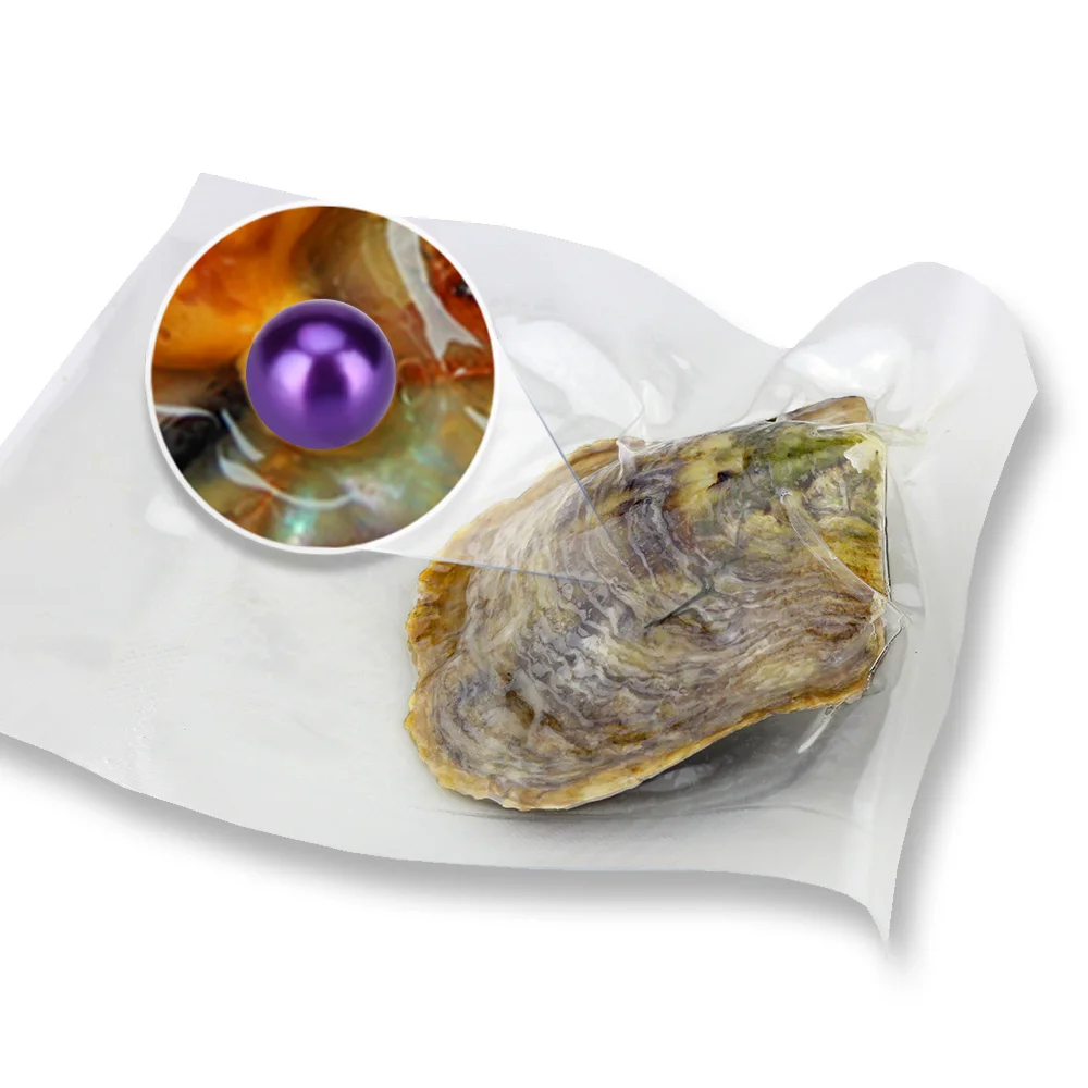 

CLUCI 50pcs Bright Purple Color Pearl Oysters 7-8mm Round Akoya Single Pearl Oysters, in Vacuum-Packed