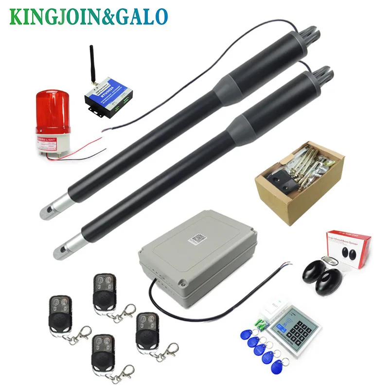 200kg-300kg swing gate linear actuator motors Kit with push button photocell alarm lamp(GSM module keypad optional)