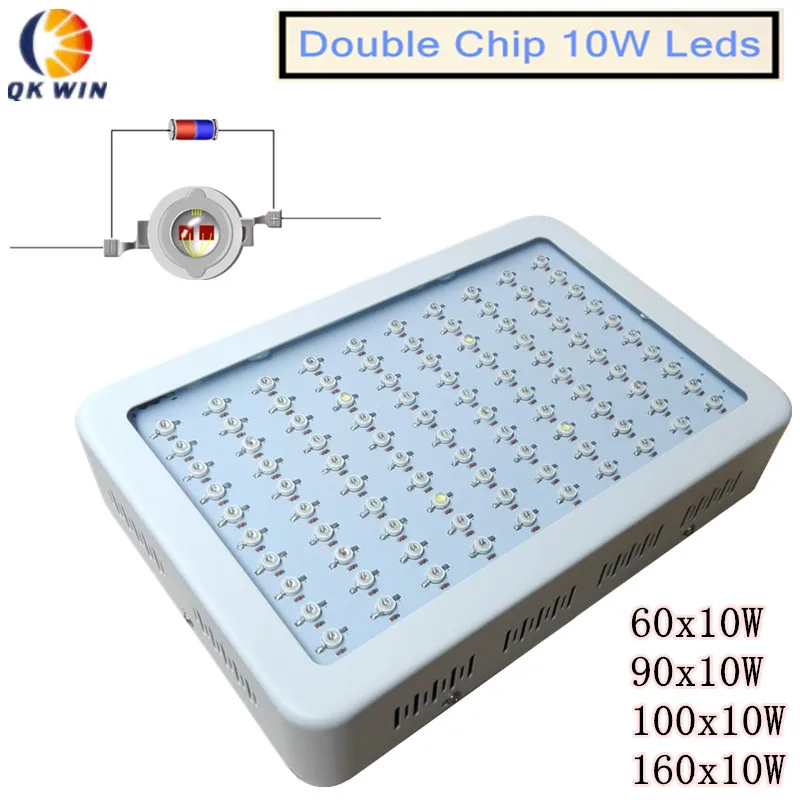 

QkwinLED 1000W full spectrum Led grow light 100X10W with double 5W chip leds Flowering LED's 660nm dropshipping