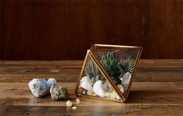 Mini Handmade Stained Geometry Succulents Glass Terrarium Planter Greenhouses3
