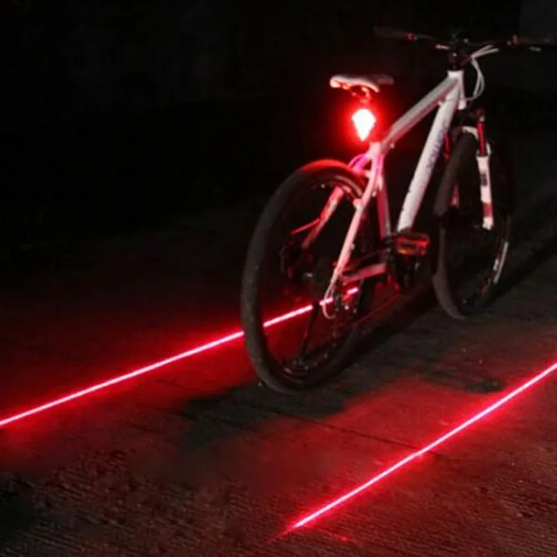 Cheap Cycling Lights Waterproof 5 LED 2 Lasers 3 Modes Bike Taillight Safety Warning Light Bicycle Rear Bycicle Light Tail Lamp 12