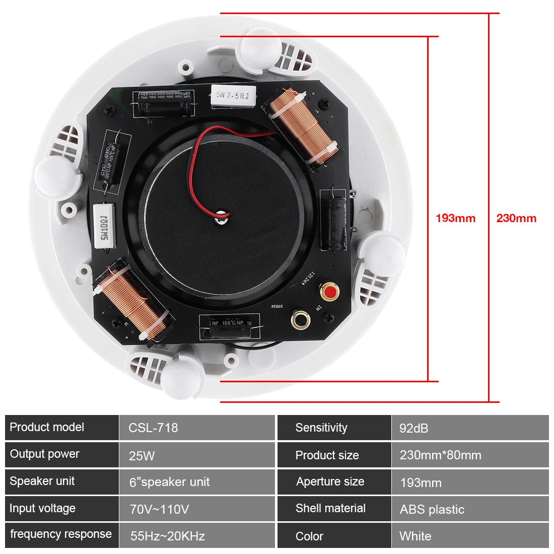 Новейший CSL-718 25 Вт Настенный потолочный динамик фоновая музыка DJ Саундбар ТВ динамик s Громкий динамик для домашнего магазина