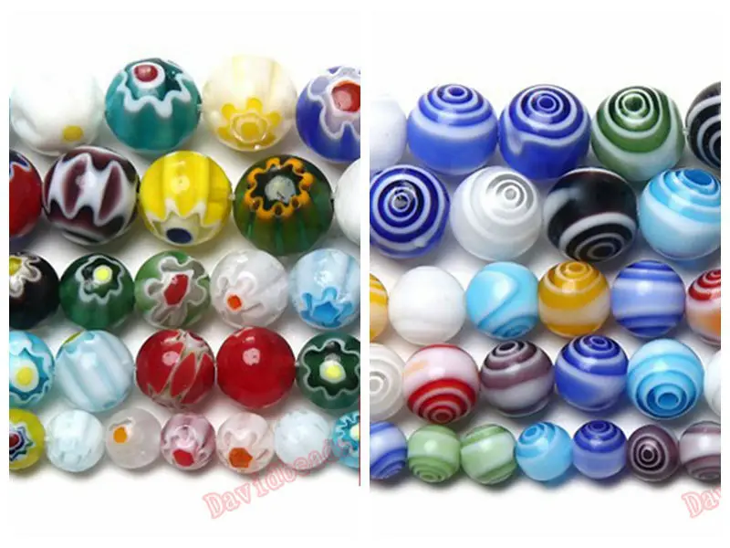 

Fctory Price Multi Colors 2 Flower Stripe Millefiori Lampwork Glass Beads 6 8 10mm Pick Size For Jewelry Making diy