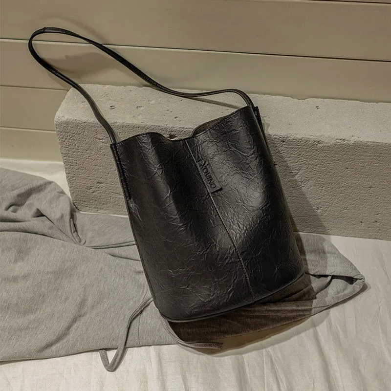 SMOOZA, новинка, твердая, масляная, искусственная кожа, маленькая сумка с феей, сумка-мешок, повседневная, дикая, на одно плечо, женская, через плечо, сумка-мессенджер - Цвет: Черный