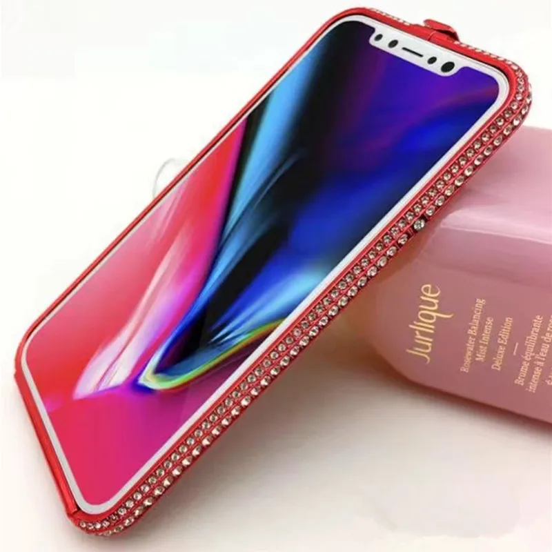 Для iphone X роскошный блестящий металлический кристалл Стразы Бампер Корона Алмазный чехол алюминиевая рамка для iphone 6 6S 6Plus 7 7 Plus