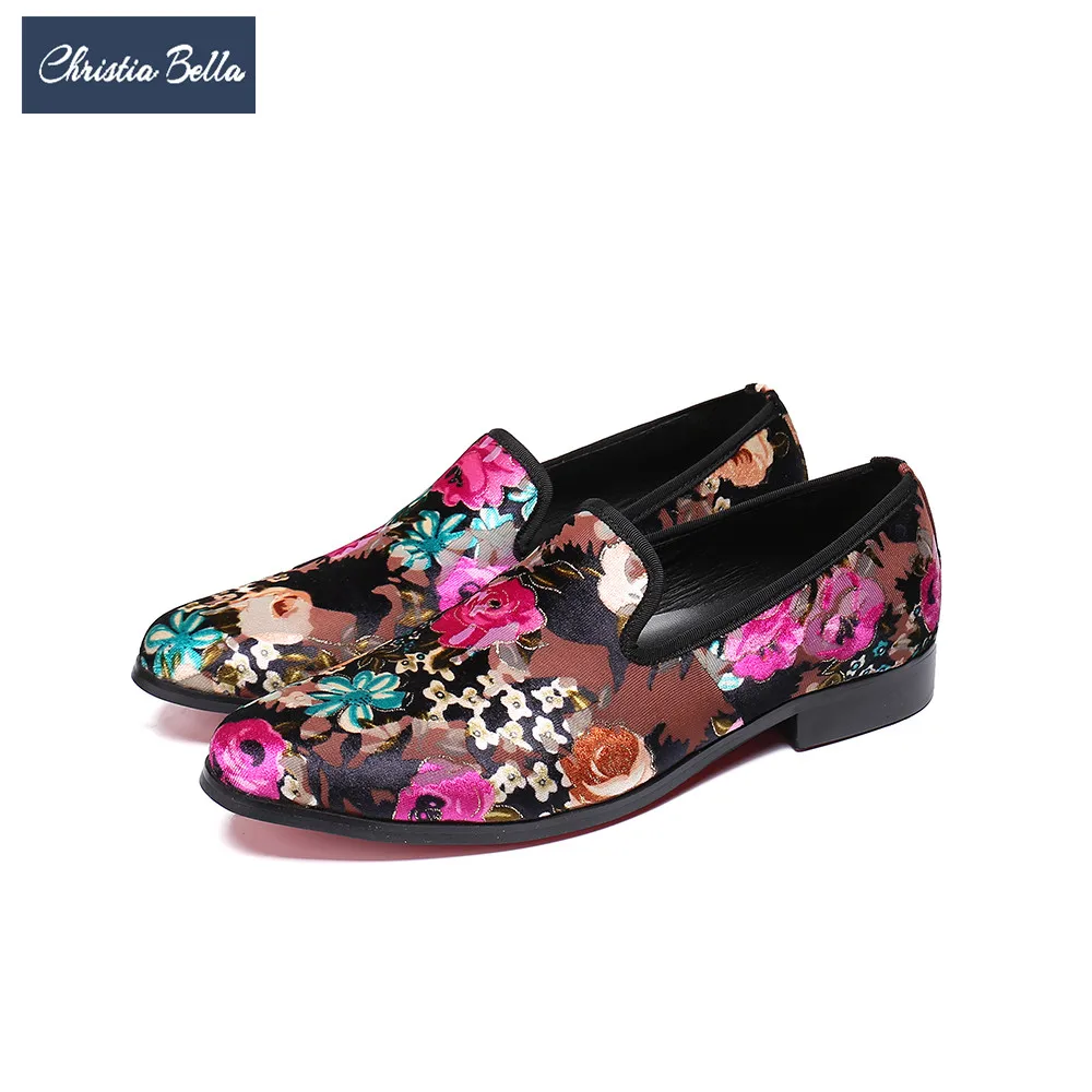 Christia Bella New Designer Vintage Floral Men Dress Shoes Fashion