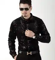 New Brand Winter Style High quality Silk Long Sleeve Men Dress Shirts Floral Casual Men Velvet Shirt Slim Thick Warm Soft