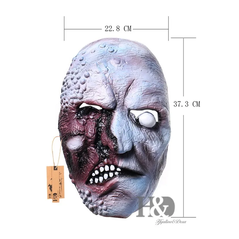 Latex Scary Terrible Burns Deformed Full Mask  Mask Orange Ghost Adult Party Mask Halloween Props Masquerade Fancy Dress Costume (7)