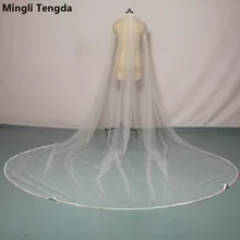 Mingli Tengda, новинка, 3 м, длинная бежевая свадебная вуаль с ленточным краем, Соборная Фата с гребнем, мягкая Однослойная вуаль Velos De Novia