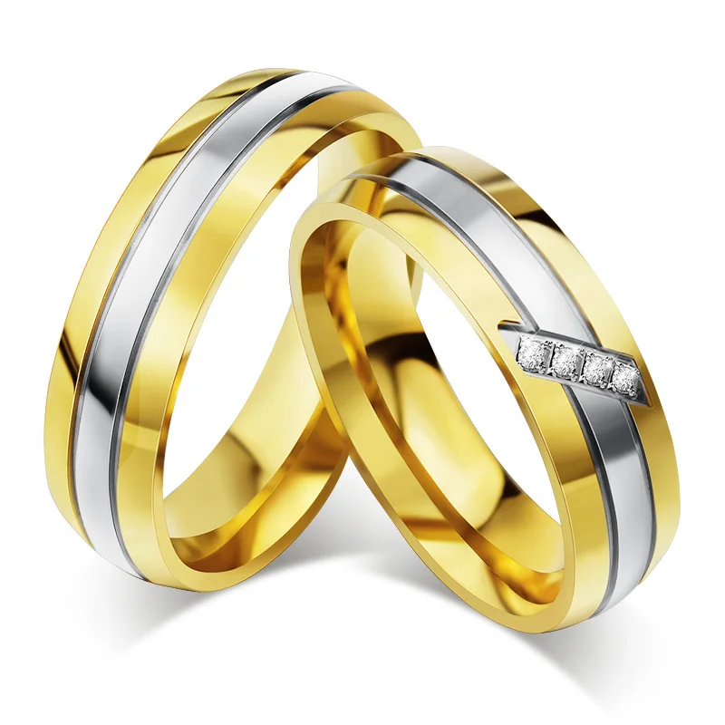 New Style Titanium Steel Creative Design Oblique Inlaid Zircon Rings For Women Men Couple Wedding Romantic Jewelry Gift RS035 | Украшения и
