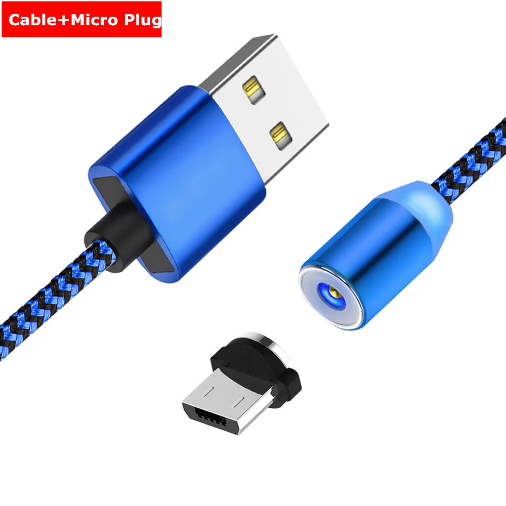20 шт./упак. NISI 1 м 2 Micro USB Магнитный кабель Lightning для iPhone samsung 8Pin IOS Тип-C Порты светодиодный телефона зарядный кабель 3 в 1 - Цвет: Blue Micro Cable