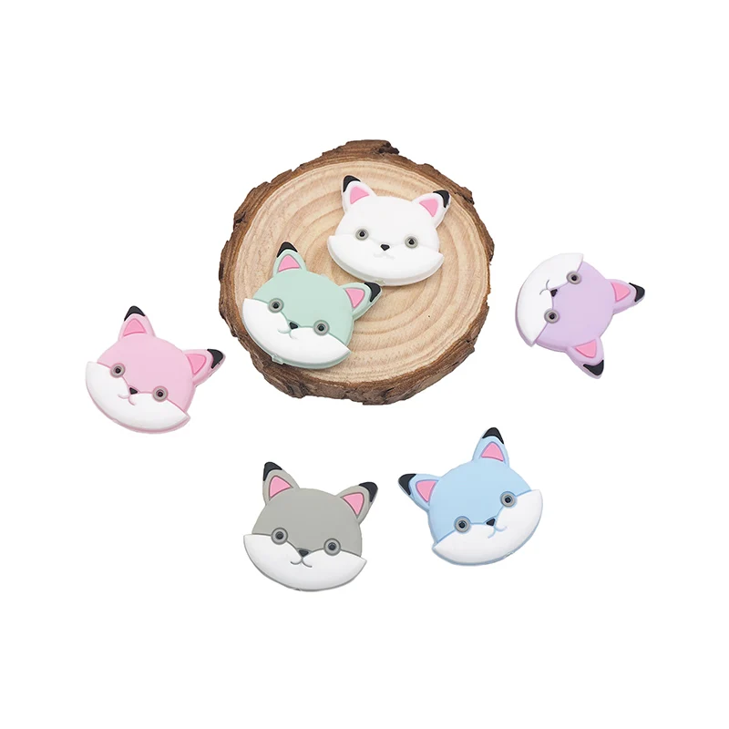 

Chenkai 5PCS BPA Free Fox Silicone Beads Baby Animal Teething Bead For DIY Infant Necklace Bracelet Pacifier Chain Newborn Gift