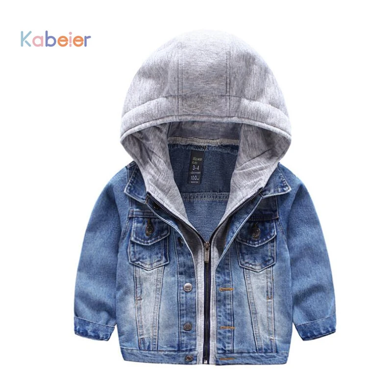 

Spring Handsome Boys Jacket Outwear Coat 2018 Cowboy Kids Children Denim Coat Child Fashion Zipper Hooded Clothes 2-7 Years