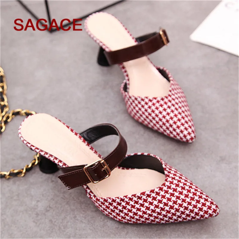 

SAGACE Sandals New Summer High-Heele Shallow-Mouthed Women Sandals Special-Shaped Heels Sandals Shoes Buty Damskie