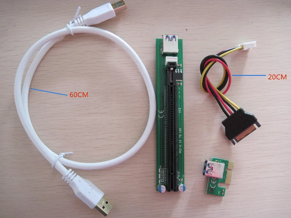 bilder für 10 STÜCKE Neue PCI PCI-E Express1X zu 16X riser kabel mit USB3.0 datenübertragung linie SATA netzteil kabel für BTC bilder für 10 STÜCKE Neue PCI PCI-E Express1X zu 16X riser kabel mit USB3.0 datenübertragung linie SATA netzteil kabel für BTC