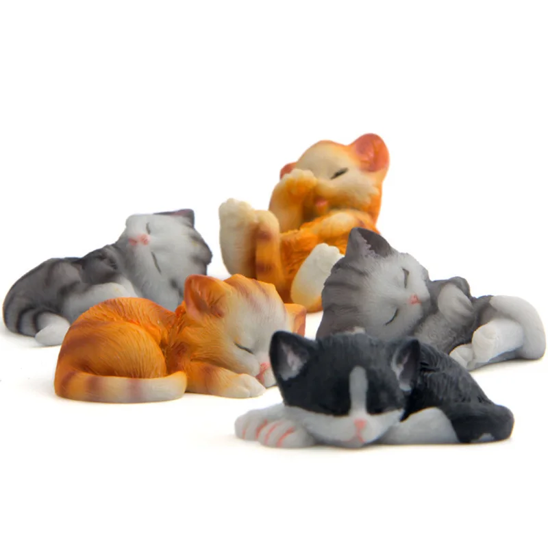 5pcs/set Lovely Sleeping Cat Action Figure Cartoon Creative Magnetic Buckle Refrigerator Mobile Phone Shell Stickers Kids Toys