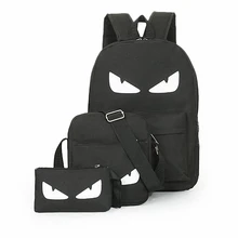 3 Teile/sätze Frauen Mann Leuchtende Schwarz Rucksäcke Segeltuch-schule Buch Taschen Computer Rucksack frauen student tasche großraum mochila