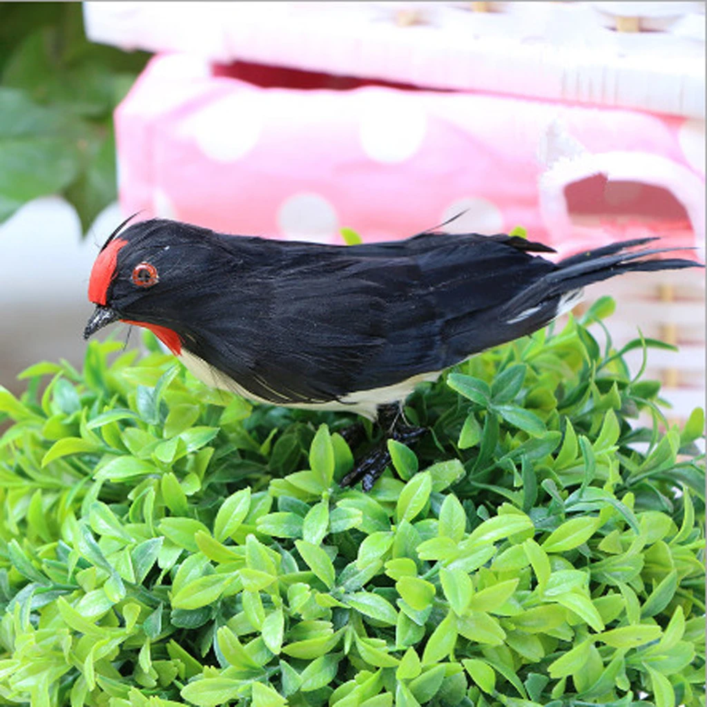 Black Red Bird Animal Swallow Lawn Figurine DIY Landscape Ornament Garden Statues Patio Yard Decor Outdoor Kids Toys 14.5cm
