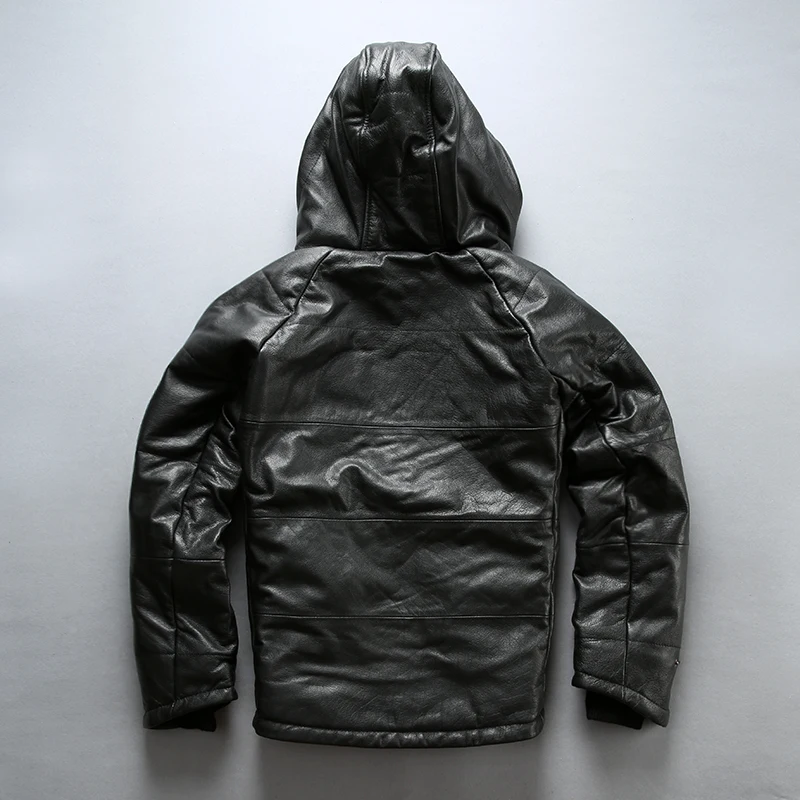 Great Value A1235 Read Description!super warm mens genuine cow leather 80% duck feather down jacket thick cowhide skin winter leather jacket