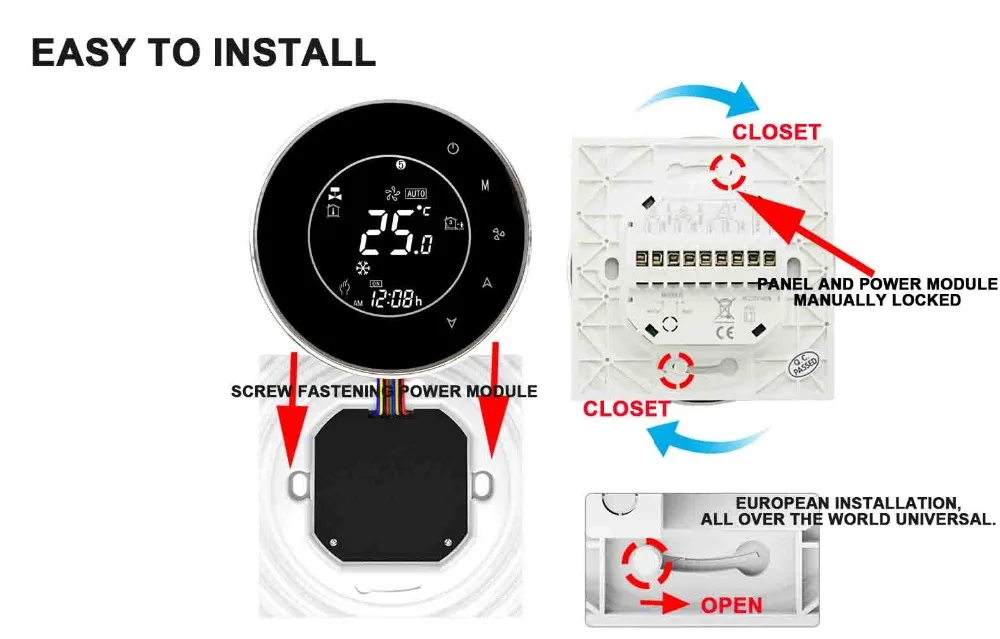 HESSWAY туя 24VAC 95 ~ 240VAC Air кондиционирование фанкойл блок термостат Wi Fi для 2 P 4 Охлаждение, отопление