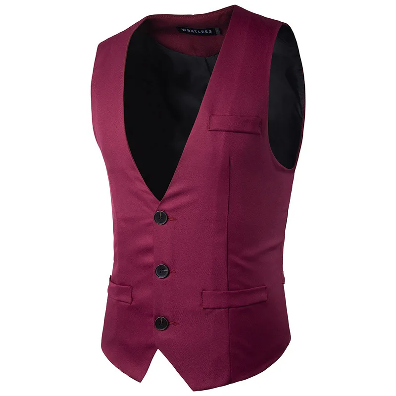 

Bussiness Casual Suit Vest 2018 Spring And Autumn New Men's Fashion Slim Single Row Three Button Solid Color Gentleman Suit Vest