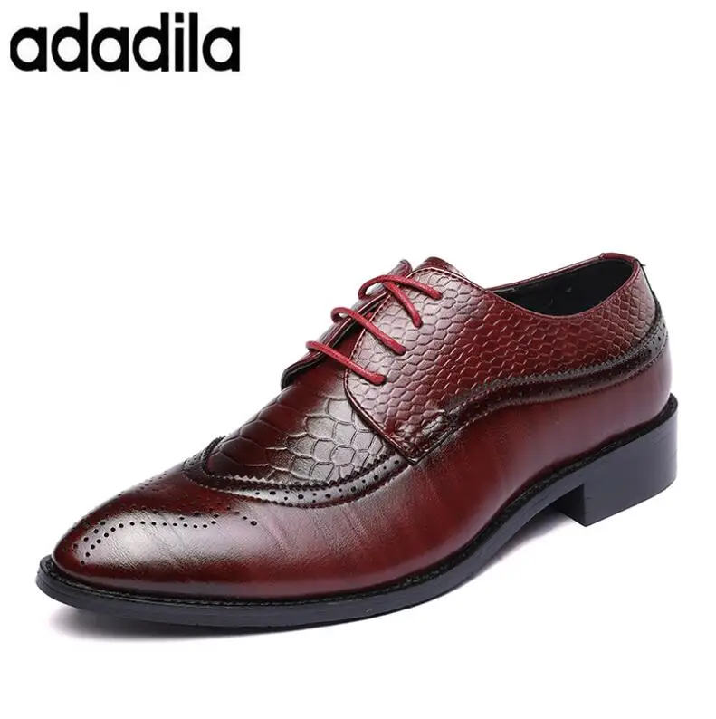 European men dress shoes 2018 brogue oxford italian leather man shoes