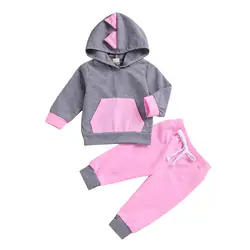 Одежда ARLONEET для маленьких мальчиков девочек Демисезонный серые топы с длинными рукавами + штаны комплекты для малыша; на каждый день 3D