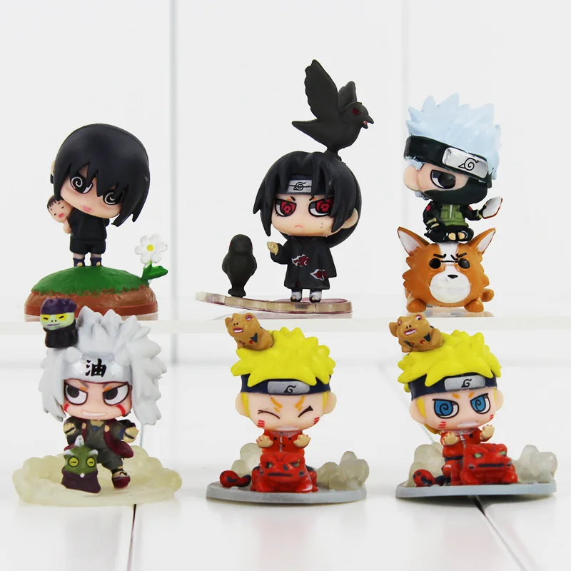 

Q Version Naruto Toys 6pcs/set Uzumaki Naruto Uchiha Sasuke Hatake Kakashi Uchiha Itachi PVC Figure Toys