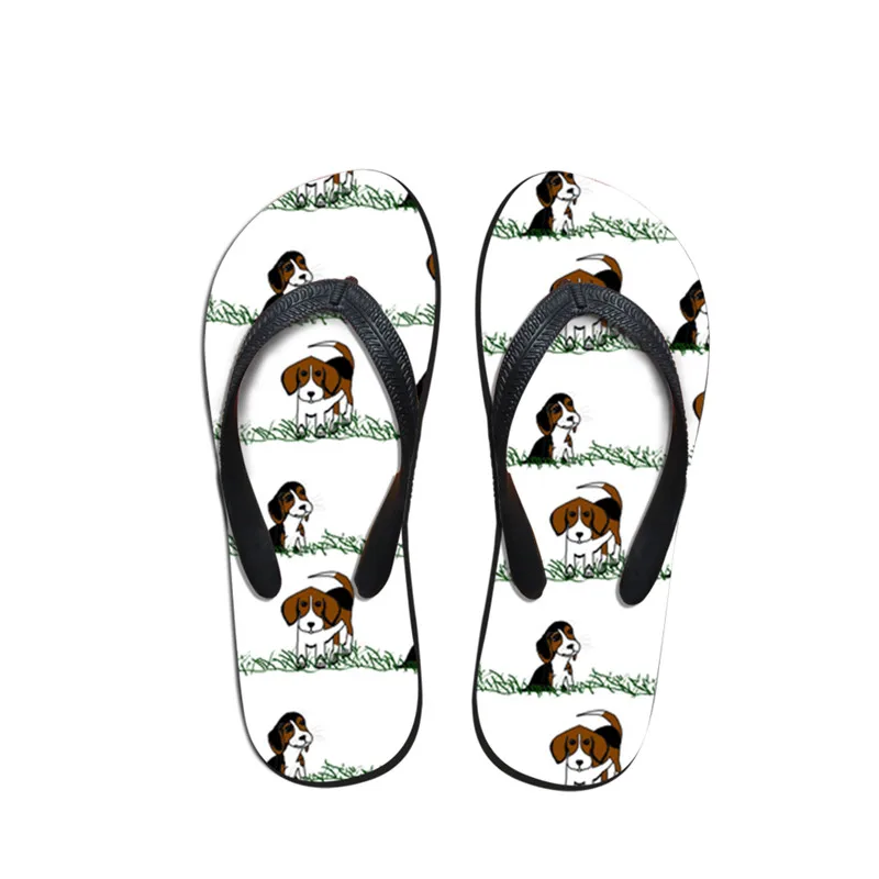 

2019 Cozy Outdoor Female's Indoor Flat Beach Slides fashion beagle dog print Summer Flip Flop Women's Shoes Round Toe Slippers
