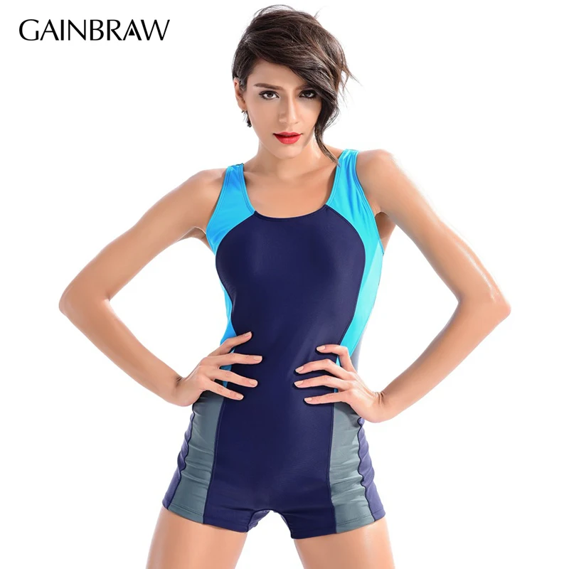 

One Piece Sport Swimsuit Women 2017 Professional Swimwear Patchwork Competition Swimsuit Athletic Plus Size Racing Suit Swimming